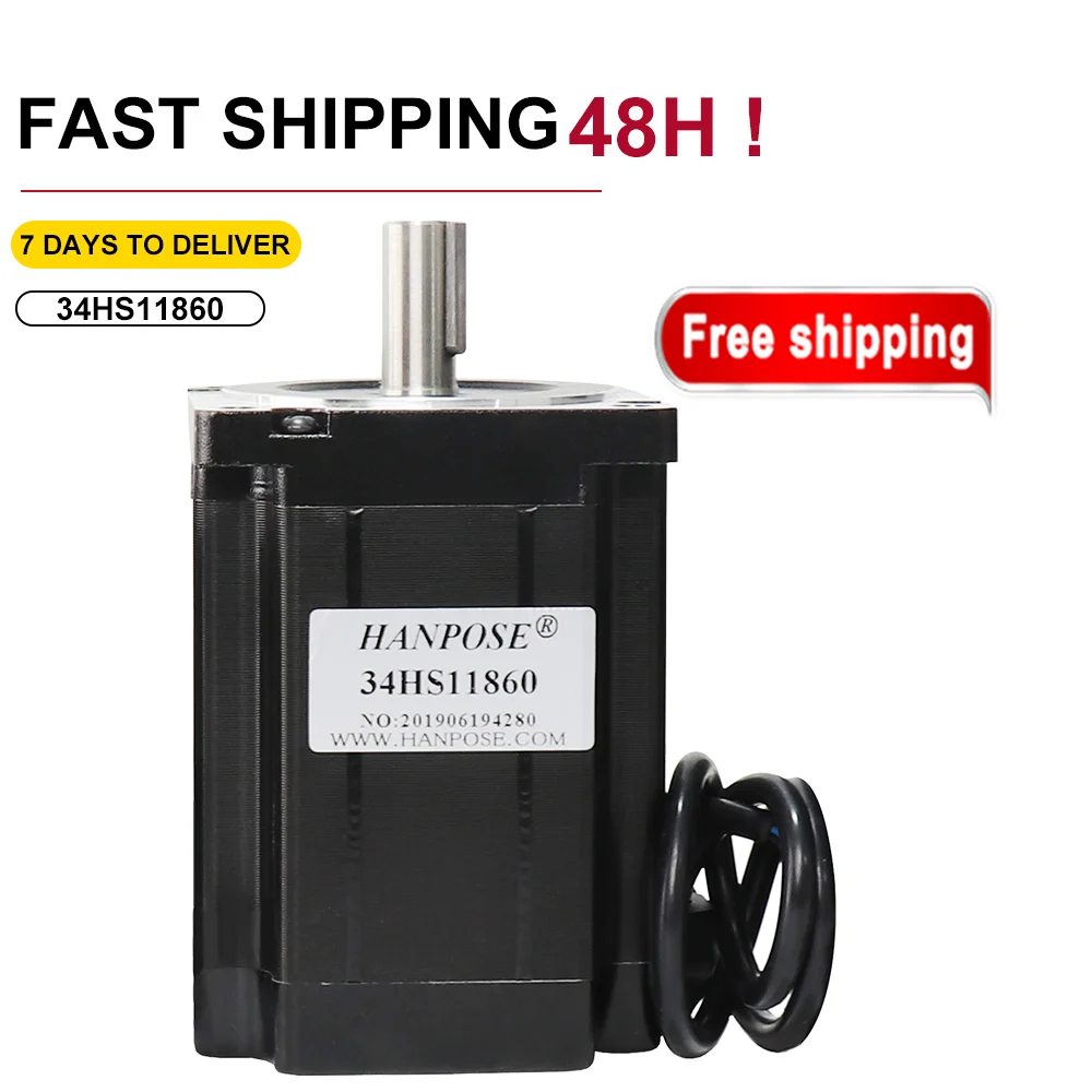 NEMA34 스테퍼 모터 34HS11860 8N.CM D14mm 6.0A CNC 조각기용 고토크 Nema34 스테퍼 모터