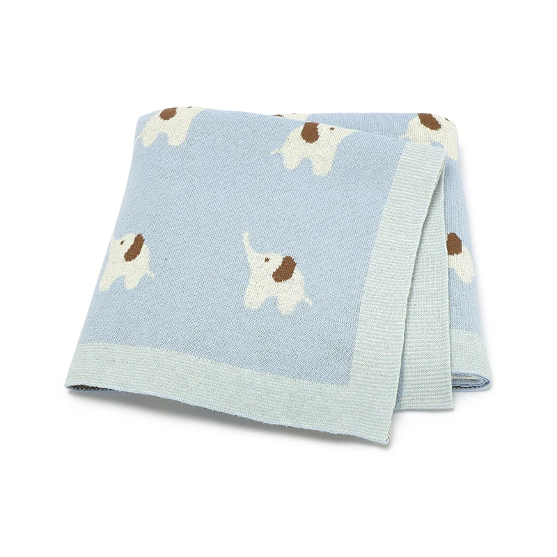 Baby Blanket Cotton Knitted Newborn Stroller Swaddle Super Soft Cover 90*70CM Plaid Infant Girl Boy Bedding Quilt Cute Elephants