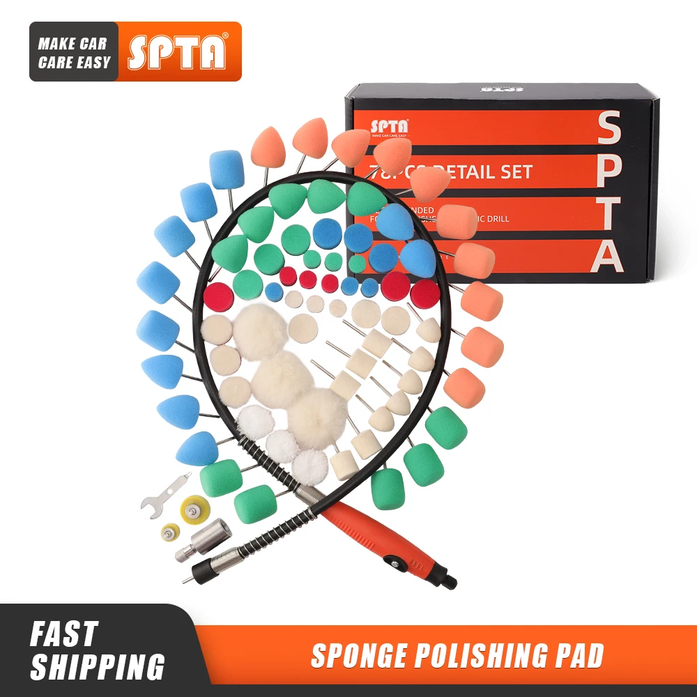 

SPTA Mini Polishing Machine Car Detailing Polisher Extention Tools Kit Flexible Shaft Buffing Wheels Kit For Rotray Polisher