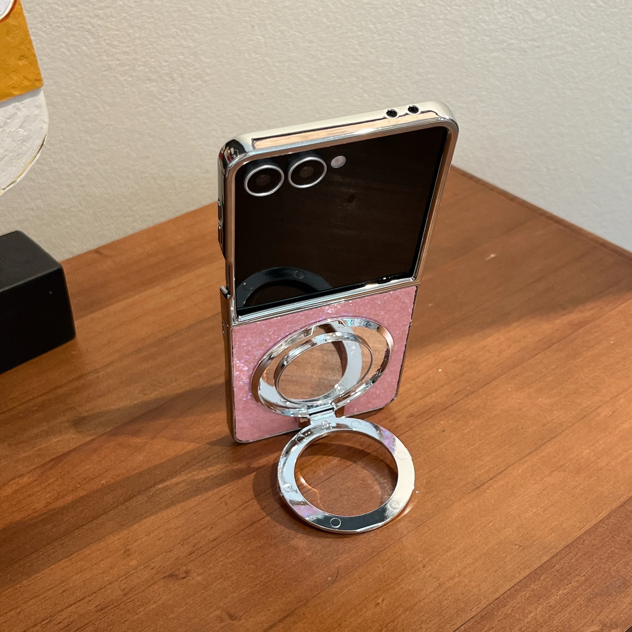 Silver Sparkle Magnetic Mirror Case For Samsung Galaxy Z Flip_voghion.com