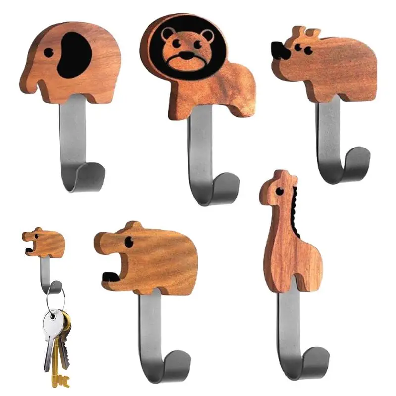 

Деревянный настенный крючок в виде животного, мультяшная деревянная вешалка в форме животного для пальто, ключница, декор для комнаты, Настенный декор для пальто, шарфа, шляпы, полотенца для дома