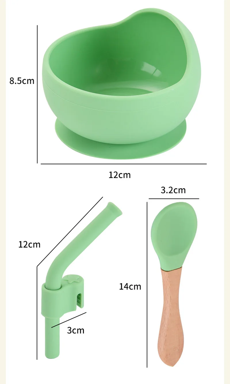 Silicone Cutlery Set Silicone Bowl Food Grade Silicone Baby Feeding Bowl Set Solid Color Waterproof Kids Feeding Bowl with Spoon Children Tableware Dinnerware Set