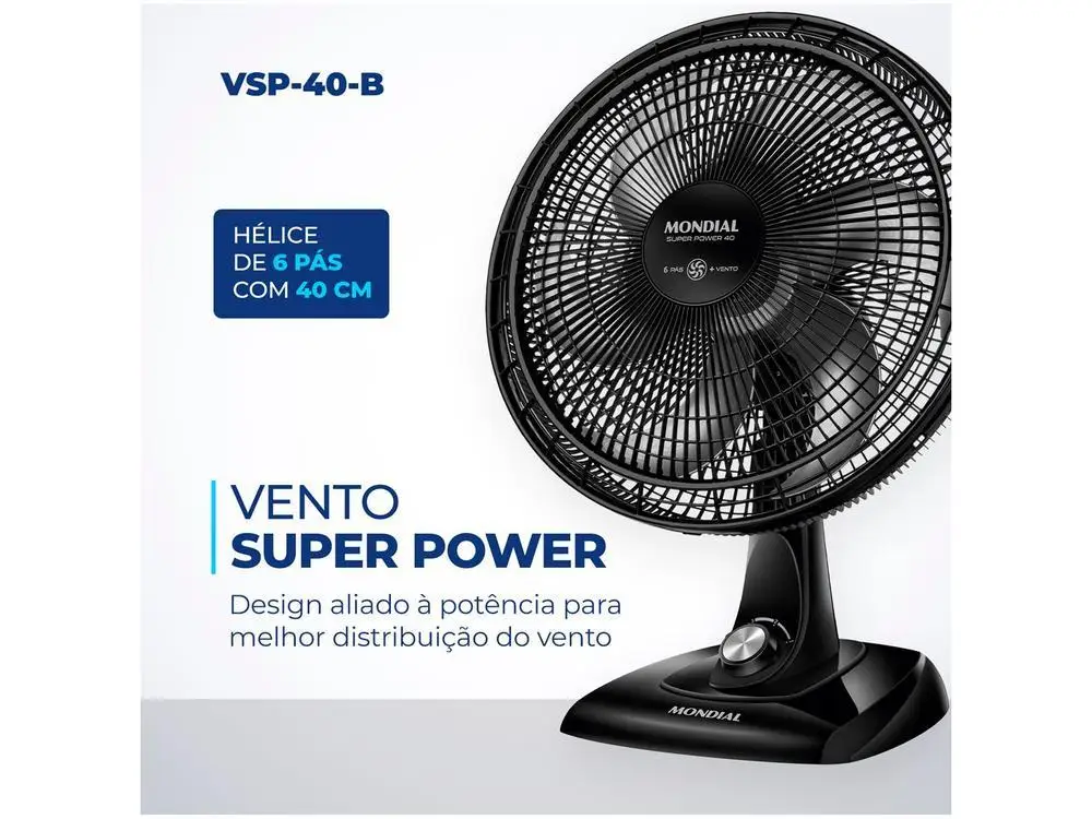 Ventilador Mondial Super Power 40cm 6 Pas 3 Velocidades 140W - 110V 3