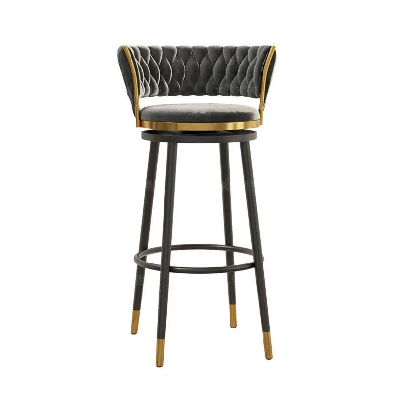 Nordic Luxury Bar Chairs Luxury Rotating Home Kitchen High Stool Designer Restaurant High Back Chair Modern Bar Furniture A B