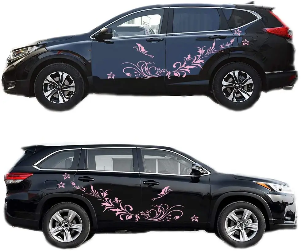 

BININBOX Universal Both Sides Car Stickers Flower Vine Pattern Body Stickers Hood Decal 66.9 Inches (Pink)