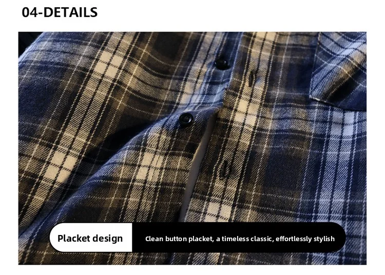 Männer Kariertes Hemd Jacke Casual Lange ärmeln Streetwear Junge Erwachsene Koreanische Mode High Street Outwear Frühling Mann Kleidung top – Detail 6