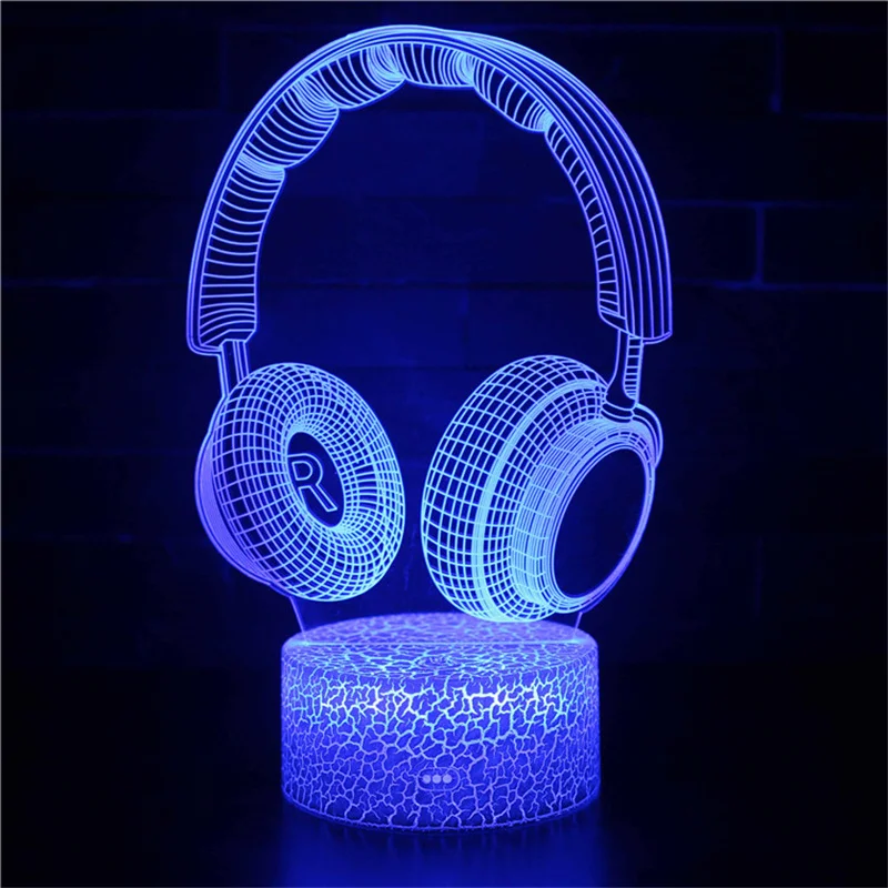 Muscial 3d Night Light Led 7 Colors Changing Nightlight for Kids Bedroom Decoration Lights Headphone Table Lamp Creative Gifts wall night light Night Lights