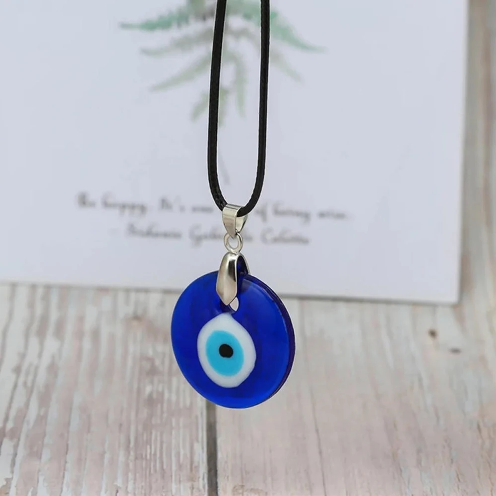 Fsunion Vintage Turquoise Blue Evil Eye Pendant Necklace Necklace Happiness Collarbone Chain Party Jewelry for Women 2024 Gifts_voghion.com