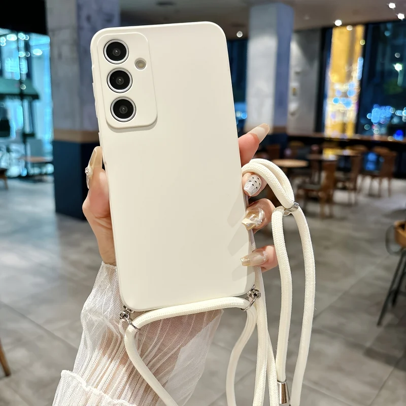Sleek Matte Solid Color Crossbody Strap Phone Case with Metal Buckle