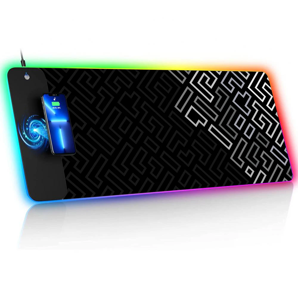 Mairuige Minimalist Abstract RGB Wireless Charging Large Mouse Pad Computer Office Game Pad Mouse Mat Deskmat Keyboard Pad