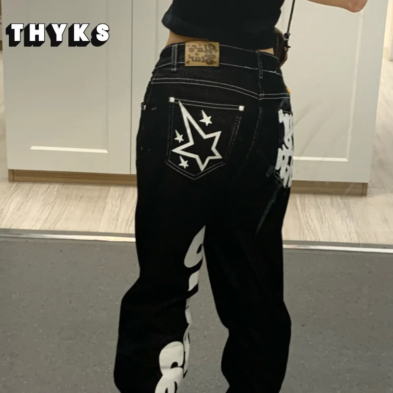 

Black Jeans for Men Spring and Autumn Ins Trendy Brand American Couple High Street Design Sense Streetwear Wide Leg Pants Unisex