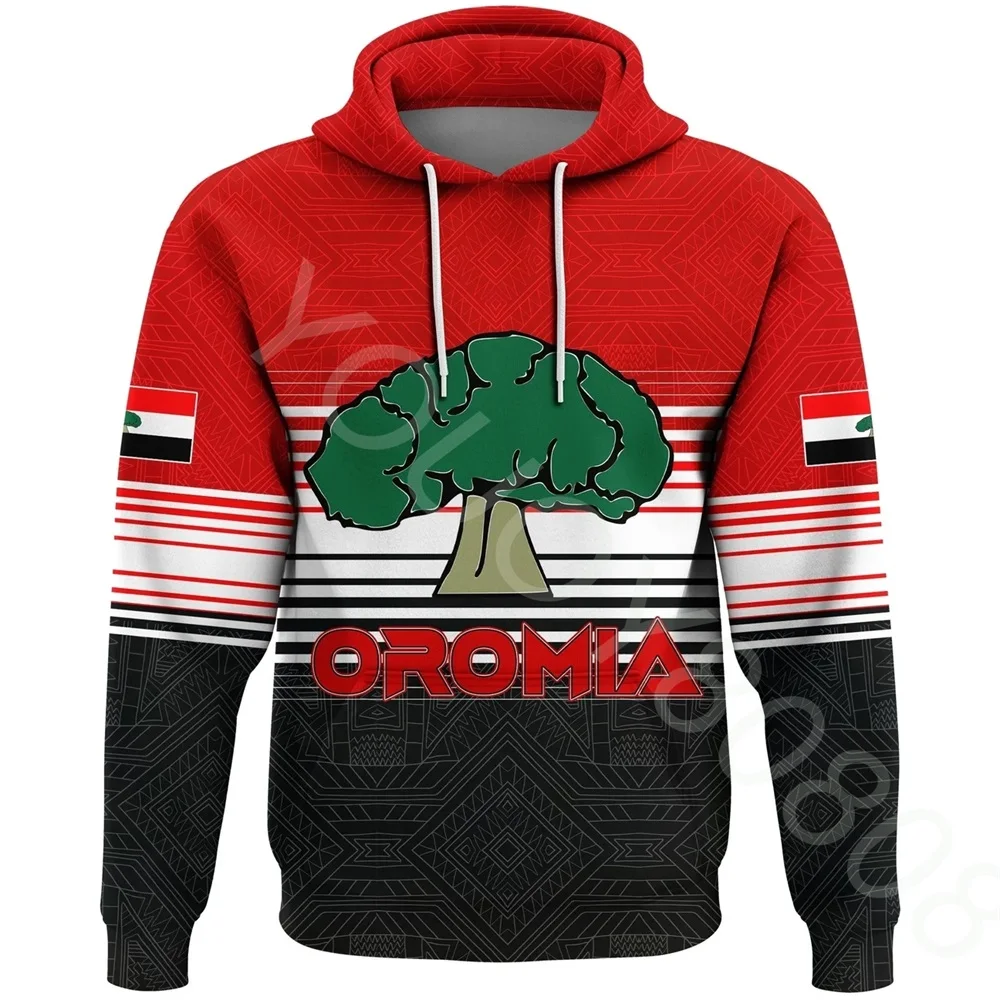 

African personalized simple men's sweater Oromia new pullover hoodie 3D printing retro Harajuku style sportswear