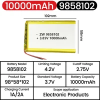 9858102 High Capacity 10000mah 3.7V Battery+PCB Protection Board Rechargeable Flat Battery Laptop Batteries Power Bank - Image 6
