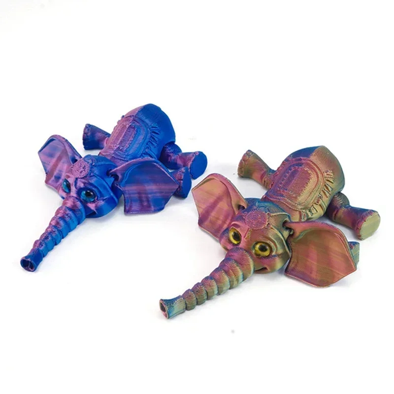 3D Printing Cute Elephant Cartoon Model Toys Mobile Limb Joint Children's Gifts Toys Model Ornament Creative and Novel Decorate