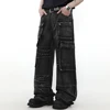 Loose Wide Leg Denim Pants Men Black Baggy Jeans Embroidery Multi Pocket Oversized Cargo Jeans Hip Hop Streetwear Man Jeans 3