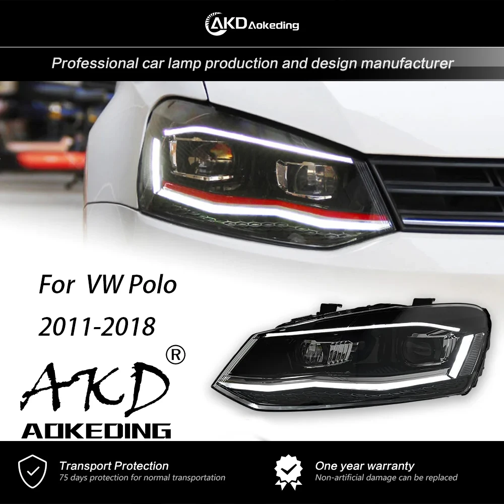 

AKD Car Styling For VW Polo 2011-2018 Polo Headlights Fog Lights Day Running Light DRL H7 LED Bi Xenon Bulb Car Accessory