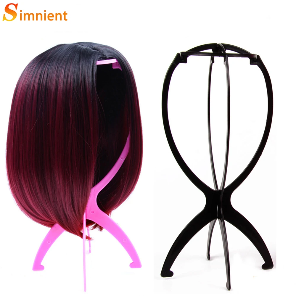 Colorful Plastic Wig Stand Portable Folding Wig Head Stand Hold for Display Travel for All Wigs