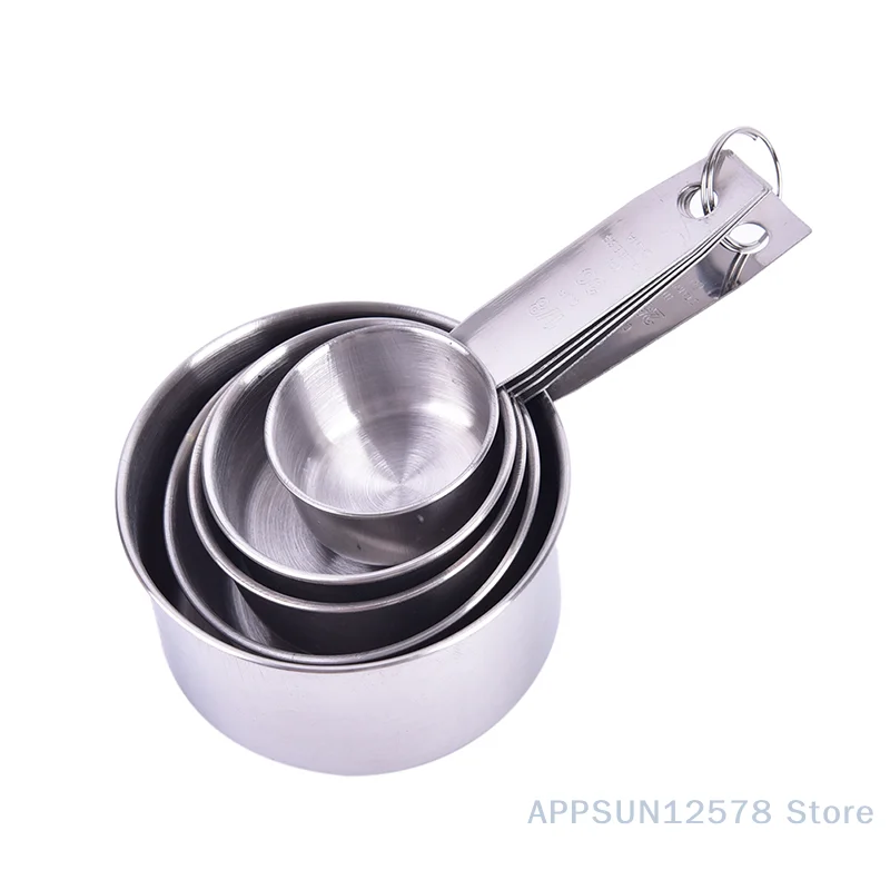 5PCS Stainless Steel Measuring Cups and Spoons Set Kitchen Baking Gadget Tools 2