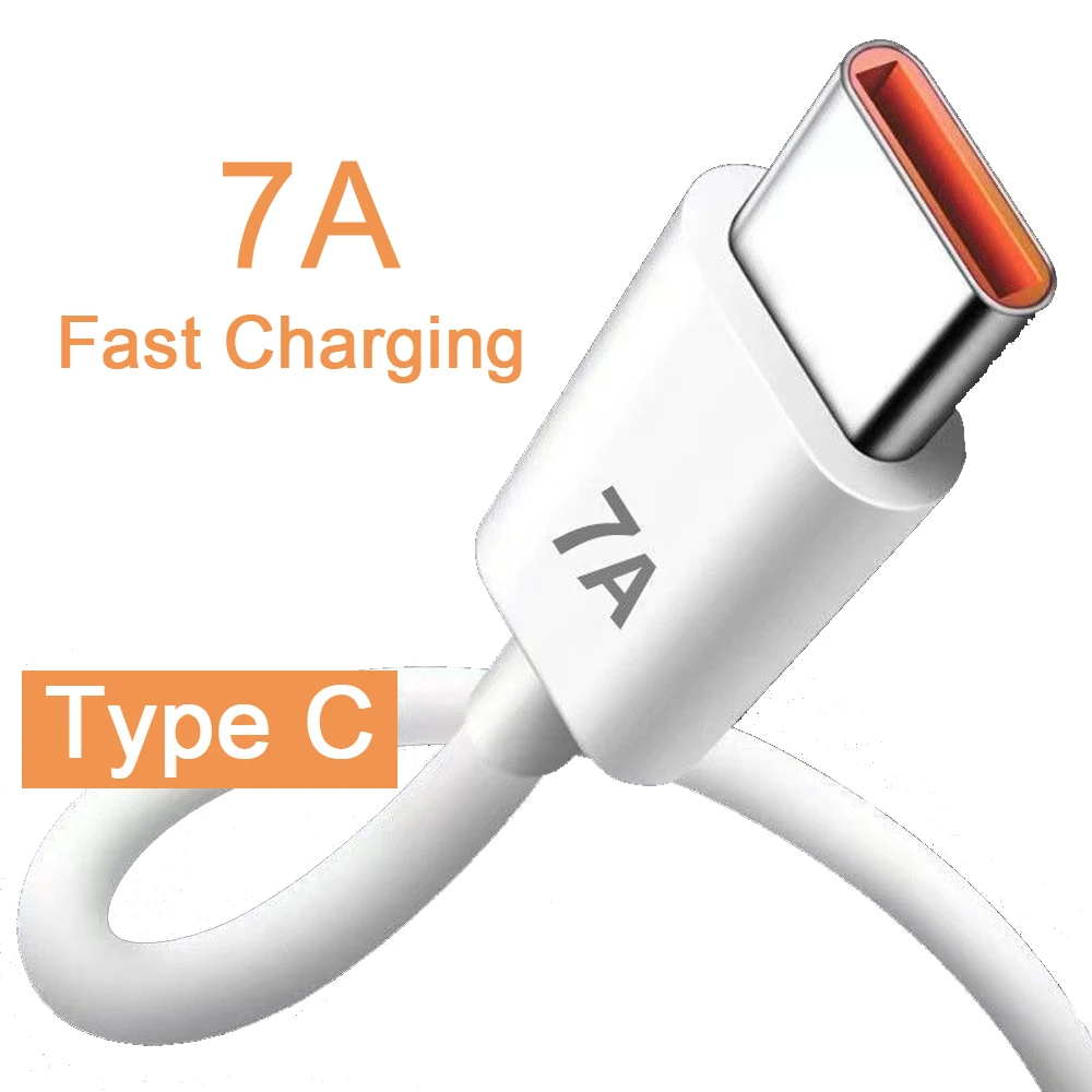 

7A 100W USB Type C Super-Fast Charge Cable for Huawei P40 P30 Fast Charing Data Cord for Xiaomi Mi 13 12 Pro Oneplus Realme POCO