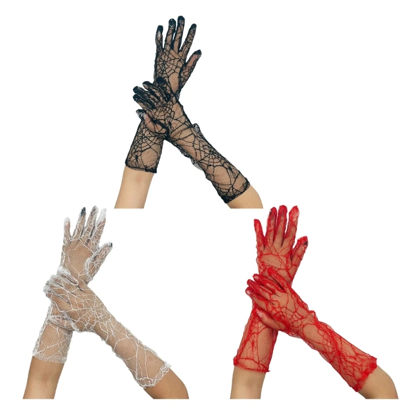 

M6CC Elegant Lace Gloves Spiderweb Glove for Women Fashionable and Mysterious Web