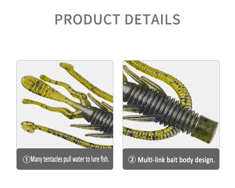 10Pcs Alien Weicher Köder 63mm 2,5g Schwimmende Silikon Garnelen Weichen Köder Texas Ned Rig Jig Wobbler Schwimm krebse Für Bass Angeln – Detail 6