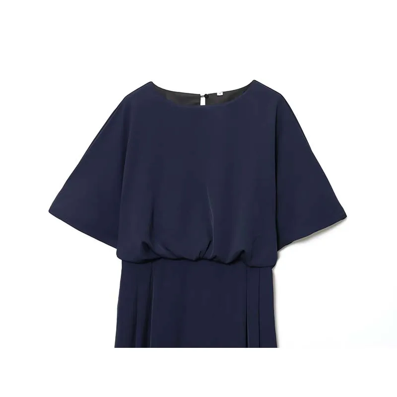 2025 Fashion Pleated Long Dresses for Women Summer Autumn Short Sleeve Midi Dress Female High Street Casual Dresses