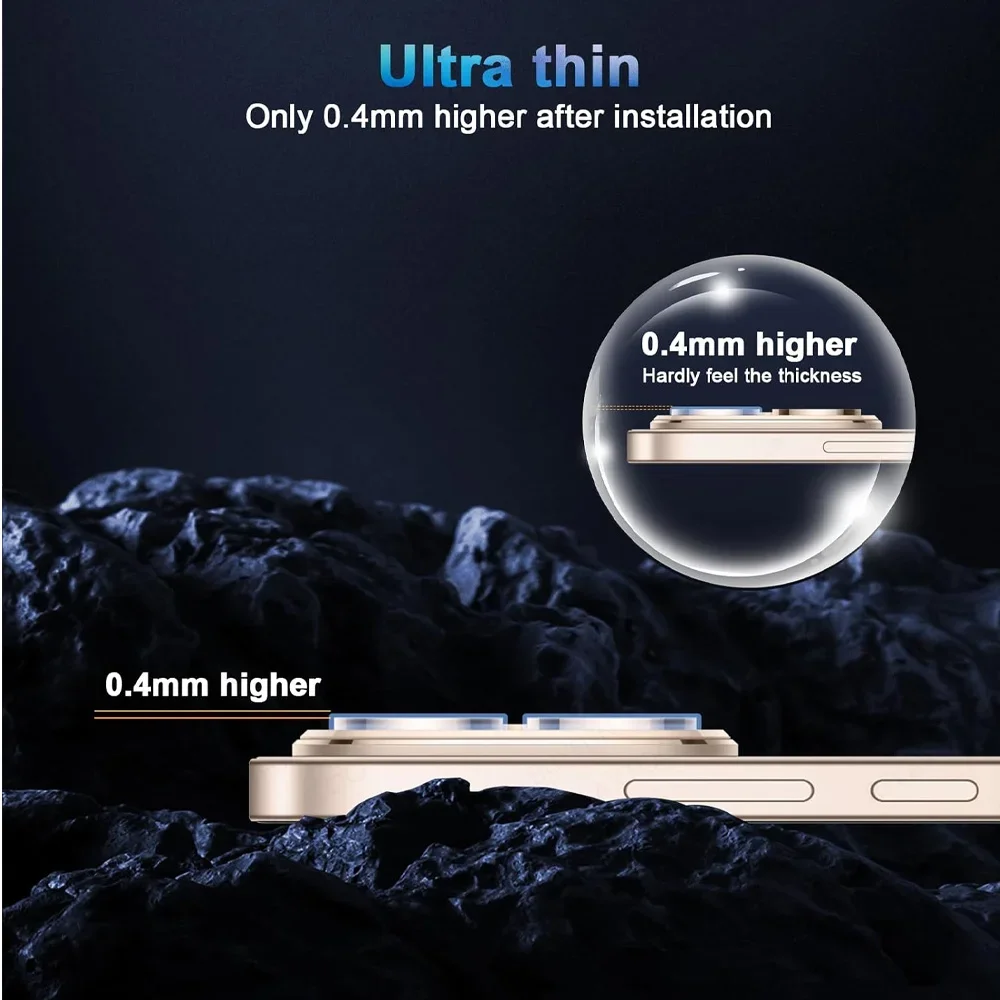 Premium 3D Metal Camera Lens Protector with Glass Finish