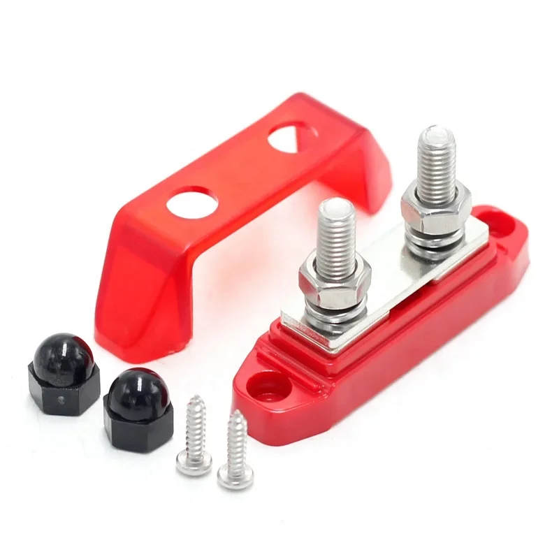 DC 12V 250A Marine Automotive Solar System Bus Bar Power Distribution Block M8 Dual Studs Battery Bus Bar Wire Connectors Busbar Connector
