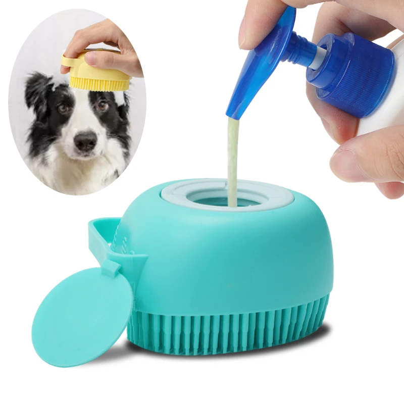 SoftSiliconeDogBrushPetShampooMassagerPuppycatWashingMassage
