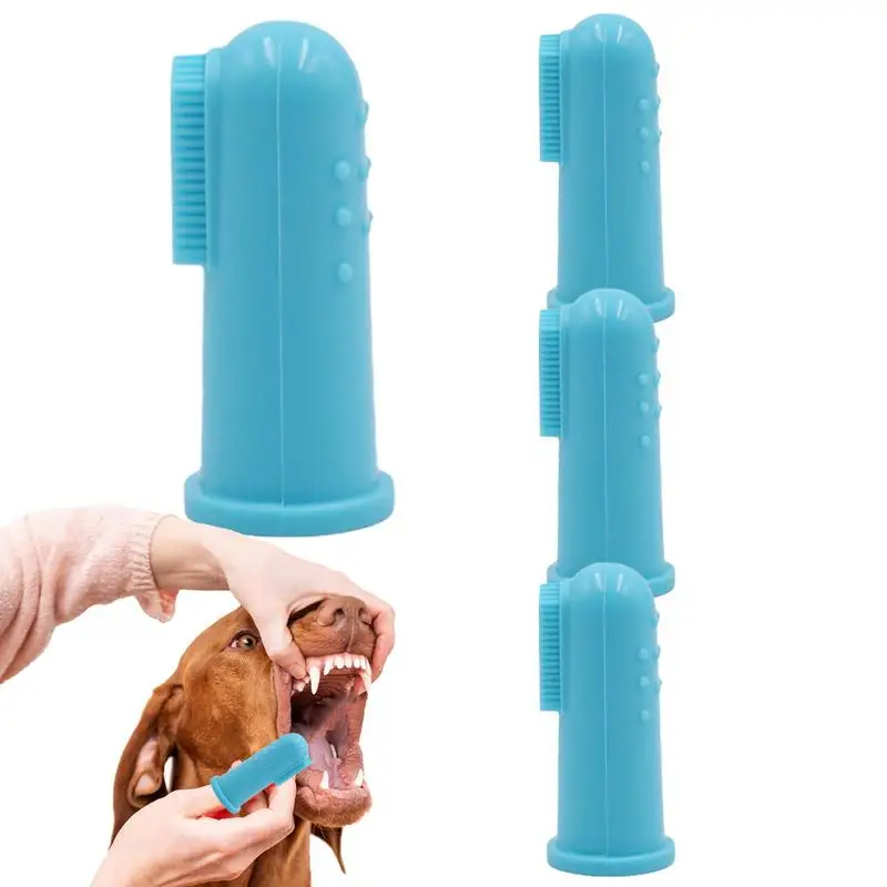 

Dog Teeth Cleaning Finger Brush 4pcs Silicone Pet Finger Toothbrush Cat Toothbrush Portable Dog Finger Brush Reusable Soft