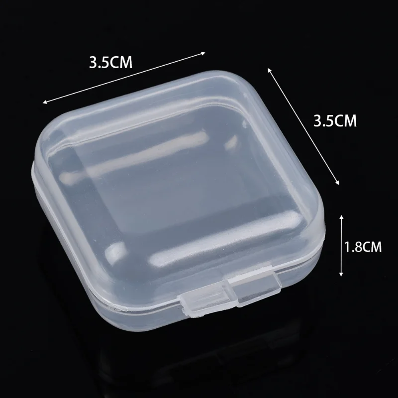Mini Storage Box Transparent Square Plastic Box Earrings Jewelry Packaging Storage Dust Plug Battery Universal Organizer 1-50pcs
