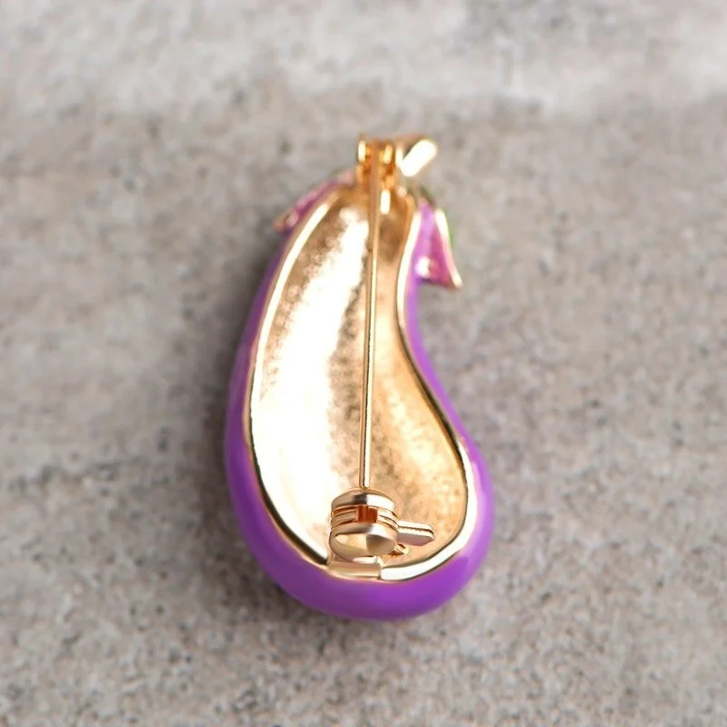 SKEDS Cute Kids Women Eggplant Alloy Enamel Brooches For Women Vegetables Suit Scarf Collar Children Gift Brooch Pin Bag Jewelry