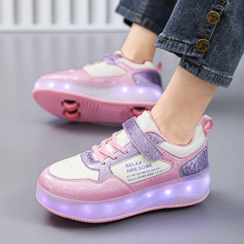 

EUR 31-40 NEW Children Junior Roller Skate Shoes Kids Sneakers With four 2023 Boys Girls Wheels Shoes Adult Casual boys Shoes