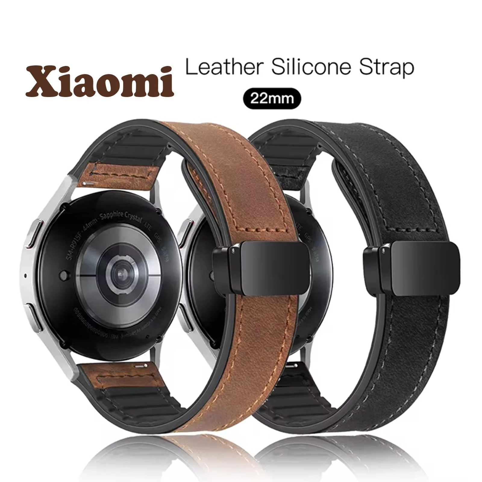 Elegant 22mm Leather Magnetic Watch Band - Unisex Wristband Accessory