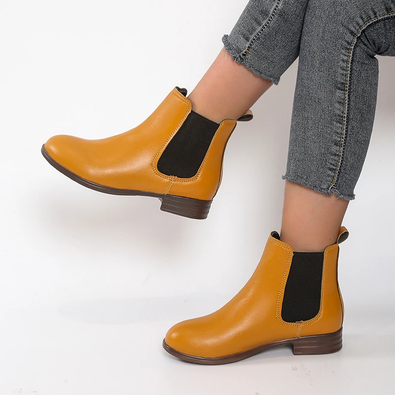 Women Chelsea Boots PU Leather Boot Ladies Ankle Booties Cowboy Mid Calf Boots Female Wedge Shoes Woman Platform Shoes Plus Size