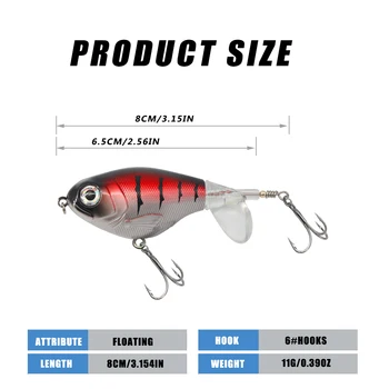 1pc Topwater Fishing Lure 11g/16g Whopper Popper Wobbler Artificial Hard Bait Bass Popper Soft Rotating Tail Fishing Tackle 3