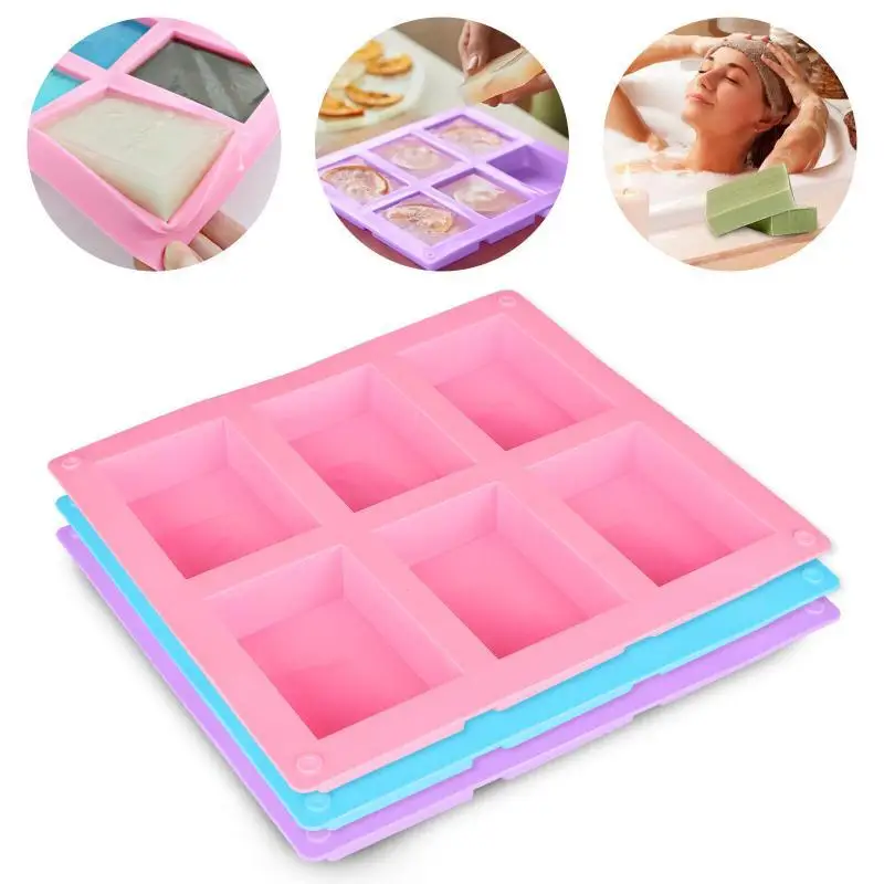 Newest 6 Grids Rectangle Silicone Soap Making Molds DIY Chocolate Mousse Cake Bakeware Ice Cream Mould Tools Birthday Gifts 2023