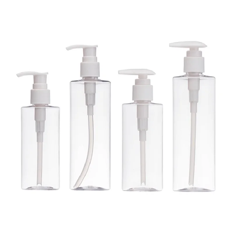 

Empty Ellipse Plastic Clear Bottle PET 120ML 200ML 20Pcs White Collar Lotion Press Pump Refillable Cosmetic Packaging Container