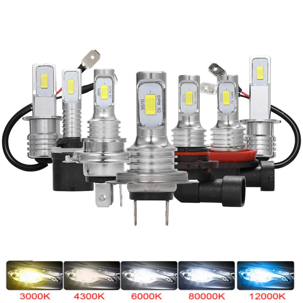 2Pcs H4 H7 LED Car Headlight Lamps 6000K 3000K 9005 HB3 9006 H8 H11 H1 Turbo Lights Auto Driving Fog Light Bulbs 12V 3570 Chips