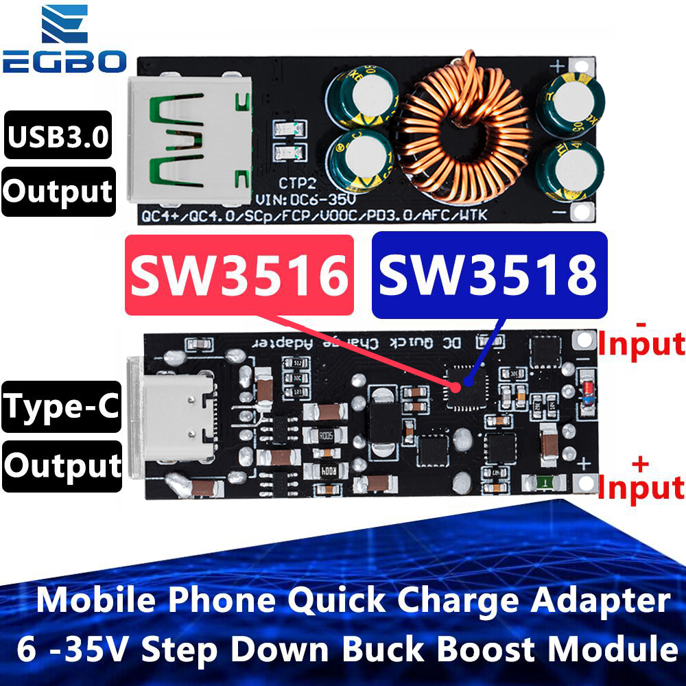 USB Type-C Mobile Phone Quick Charge Adapter, Step Down Buck Boost Module, SCP, FCP, PD, Qualcomm SW3516, SW3518, QC4.0, QC3.0,