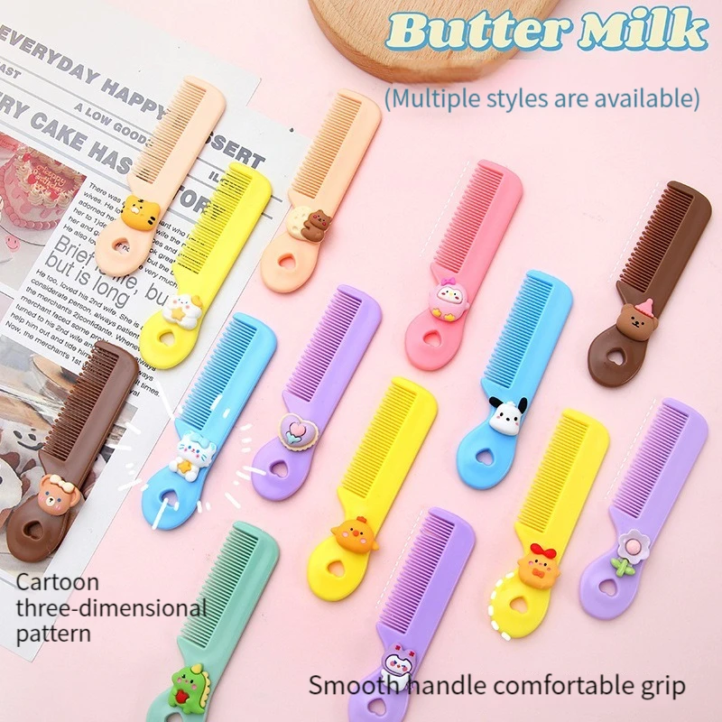 Hair Brush Comb Baby Hair Brush Comb Smooth Handle Cartoon Maternal Daily Care Toddler's Head Comb Portable Color Hair Care Round Head