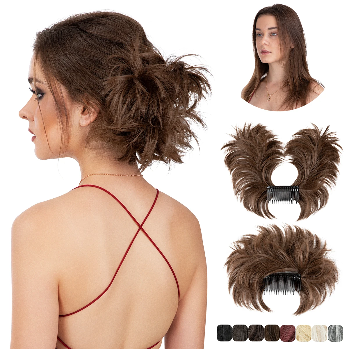 "Transform Your Look with SARLA Synthetic Messy Curly Hair Bun Extensions - Chic Clip-In Hairpieces for Effortless Updos!"