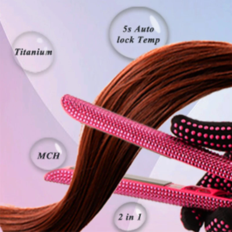 Professional Flat Iron 1 inch Rhinestone Titanium Hair Straightener Hair Styling Iron with LCD Display planchas parael cabello 6