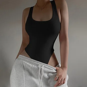 Sleeveless Knit Bodysuit 2023 Hot Summer Sexy Bodycon Off Shoulder Halter Tops Casual Street Bodice For Women ClubWear 1