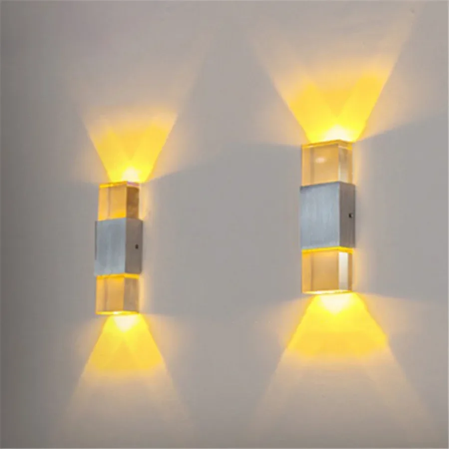 

2W Acrylic Led Wall Lamps UP & Down Crystal Wall Sconce Light Bedroom Reading Wall Lamp Porch Stair Light AC220V 110V