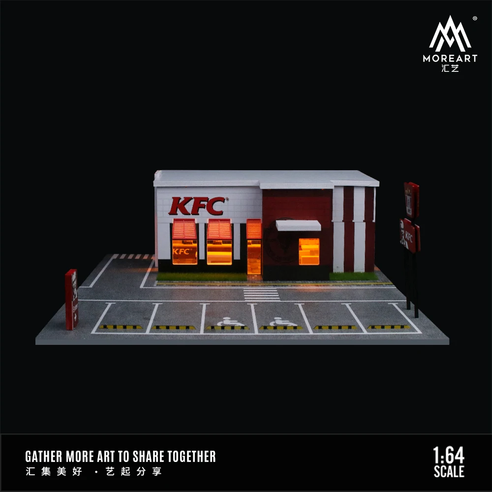 [gulf gas] MoreArt: 1:64 Car Assembly Scenes Series Model  Car Model Parking Lot for Display /Gifts/Collection 