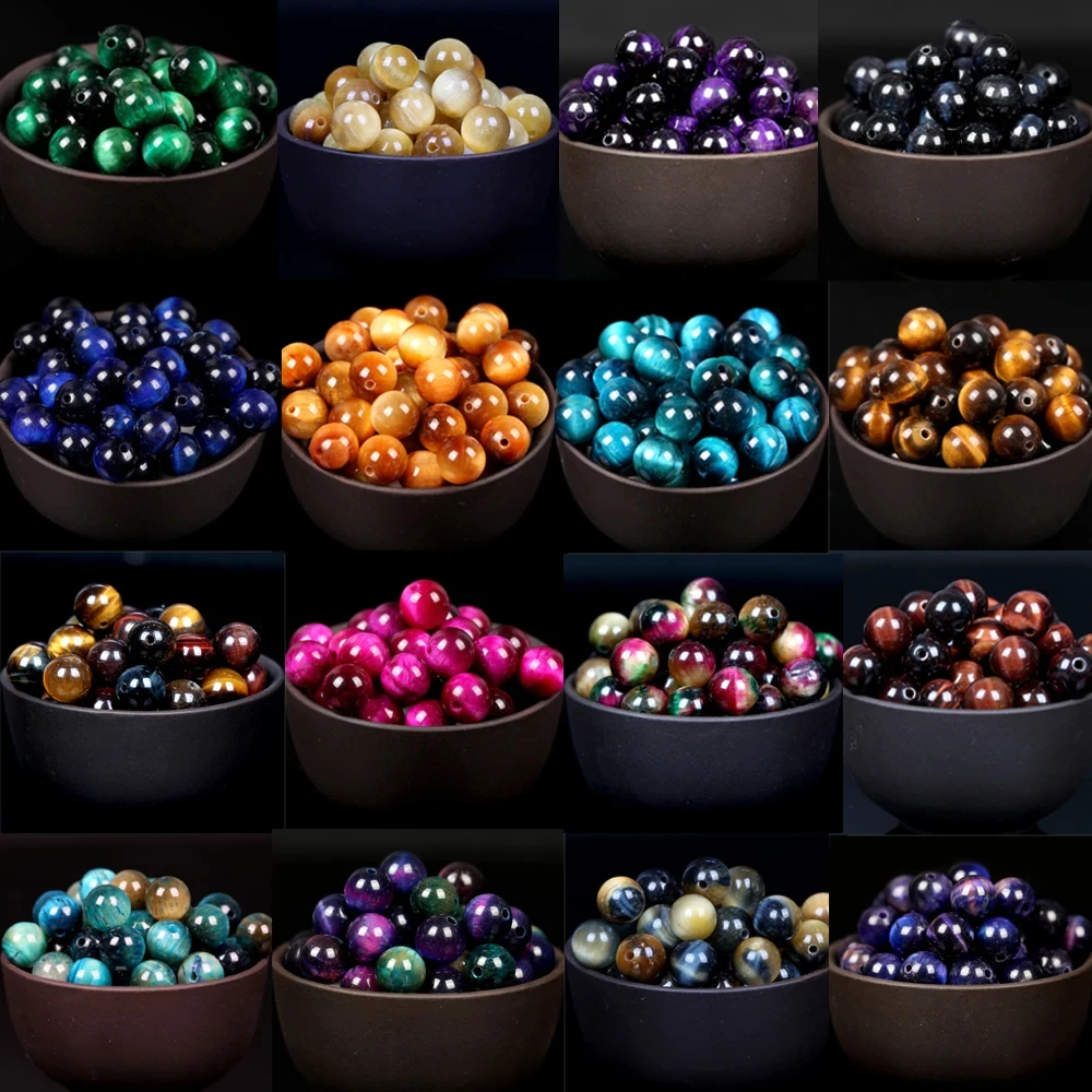 Natural Black Blue Tiger Eye Stone Beads Round Loose Spacer Beads For Jewelry Making 4/6/8/10/12mm DIY Bracelet Handmade natural stone beads