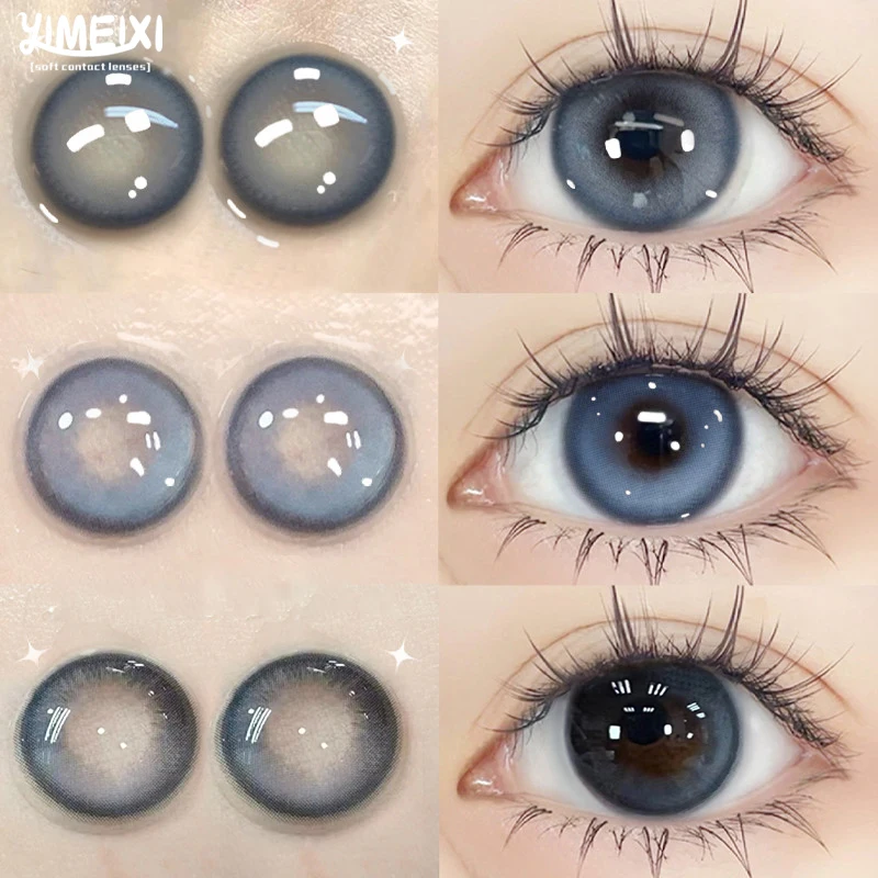 YIMEIXI 1 Pair Blue Contact Lenses For Eye Comestic Natual Pupil Eye Color Lens Myopia Student Colored Cosmetics Fast Delivery