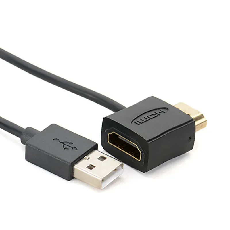 High-Definition HDMI Female to Male Converter with USB Charging Cable