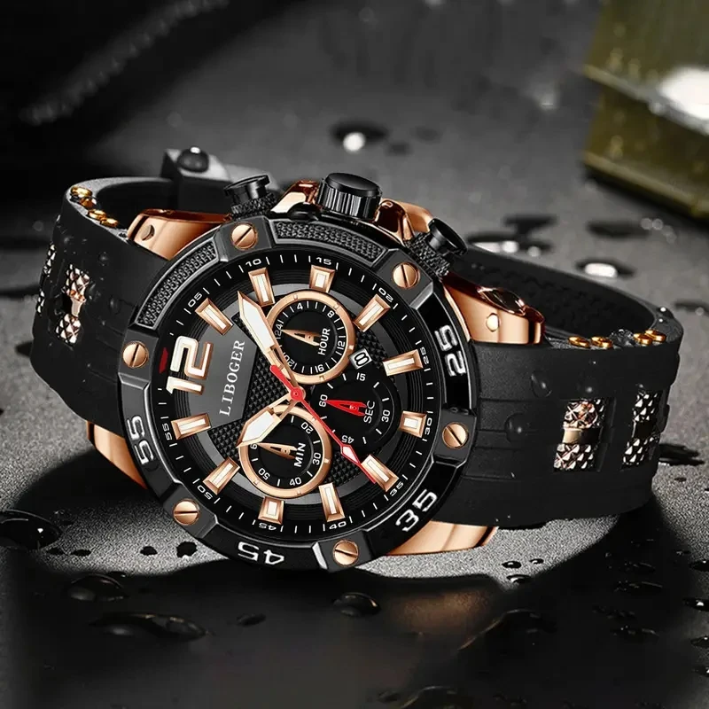 1pcs Men's Watch Sport Business Calendar Watches Fashion Casual Silicone Quartz Watch Men's Gift (Box Not Included)